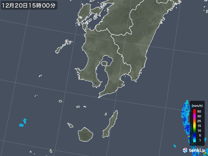 鹿児島県の雨雲レーダー(2017年12月20日)