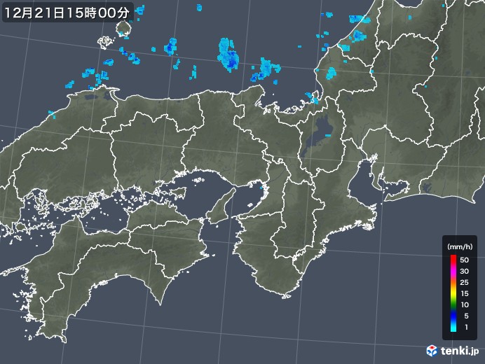 近畿地方の雨雲レーダー(2017年12月21日)