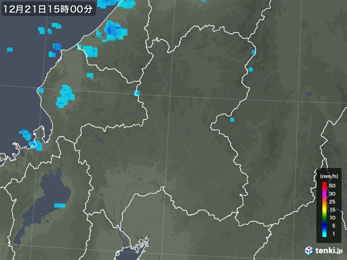 岐阜県の雨雲レーダー(2017年12月21日)