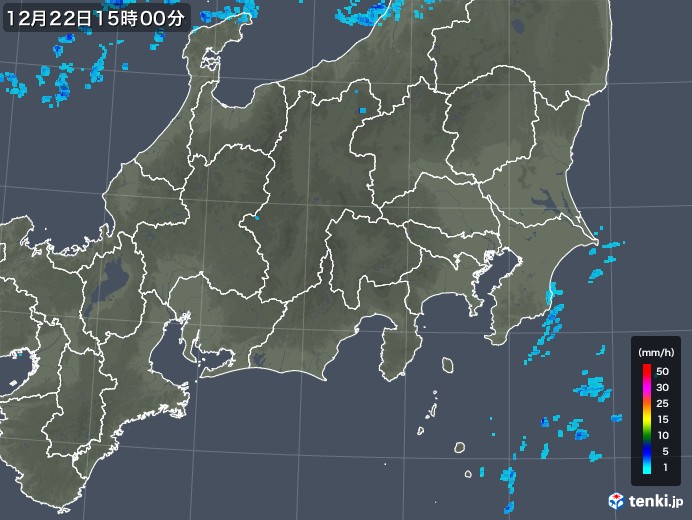 関東・甲信地方の雨雲レーダー(2017年12月22日)