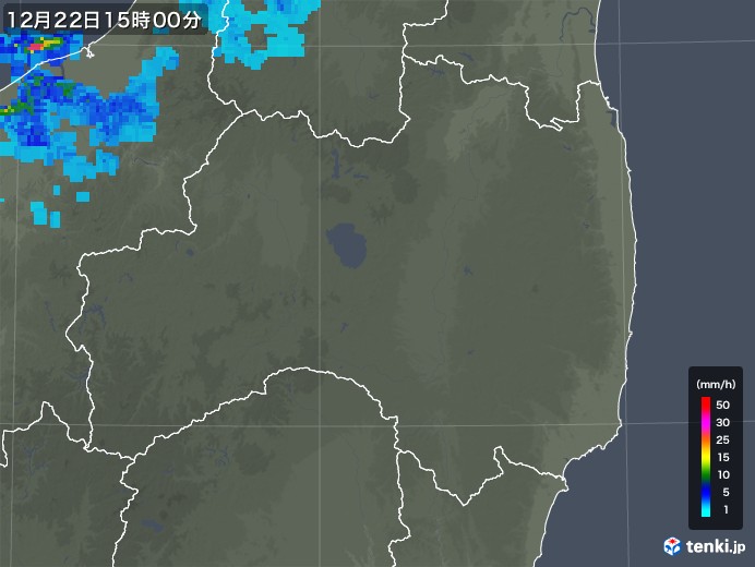 福島県の雨雲レーダー(2017年12月22日)