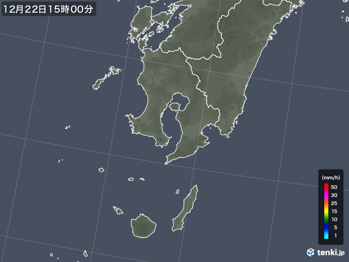 鹿児島県の雨雲レーダー(2017年12月22日)