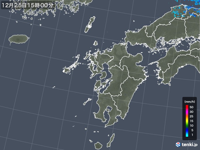 九州地方の雨雲レーダー(2017年12月25日)