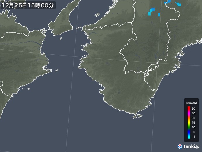 和歌山県の雨雲レーダー(2017年12月25日)