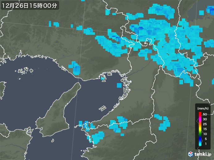 大阪府の雨雲レーダー(2017年12月26日)