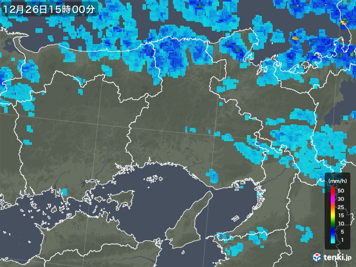 兵庫県の雨雲レーダー(2017年12月26日)