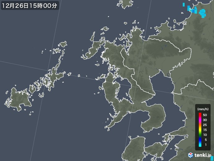 長崎県の雨雲レーダー(2017年12月26日)