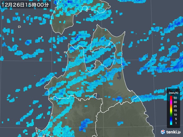 青森県の雨雲レーダー(2017年12月26日)