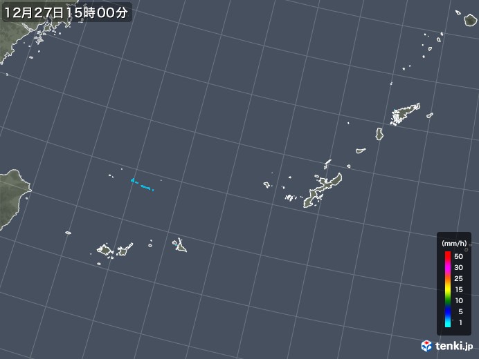 沖縄地方の雨雲レーダー(2017年12月27日)