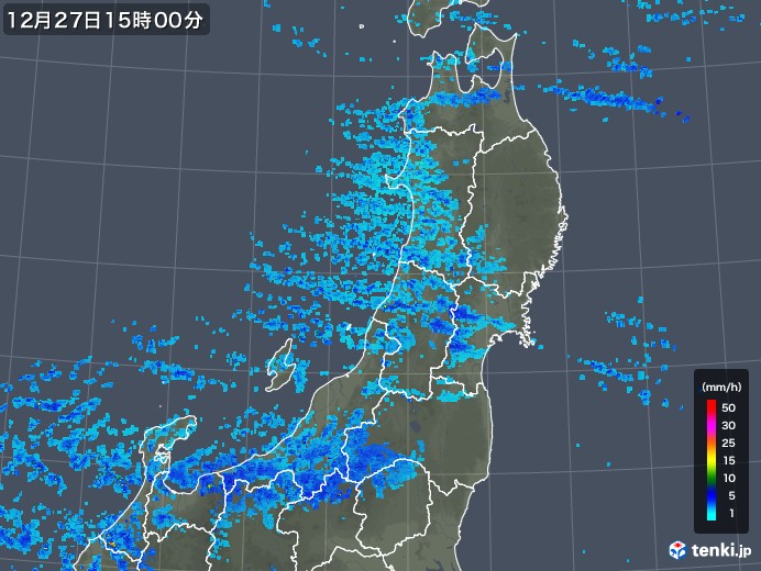 東北地方の雨雲レーダー(2017年12月27日)