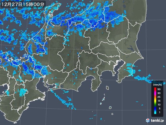 関東・甲信地方の雨雲レーダー(2017年12月27日)