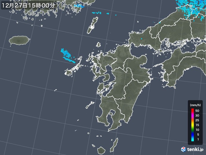 九州地方の雨雲レーダー(2017年12月27日)