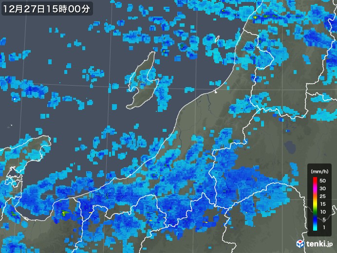 新潟県の雨雲レーダー(2017年12月27日)