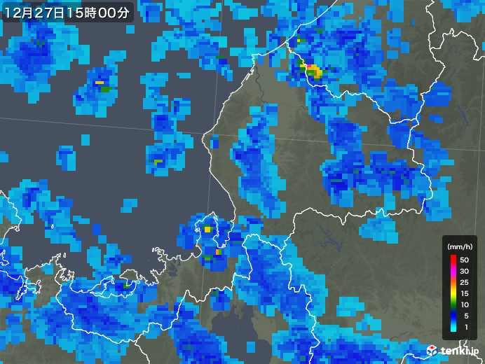 福井県の雨雲レーダー(2017年12月27日)