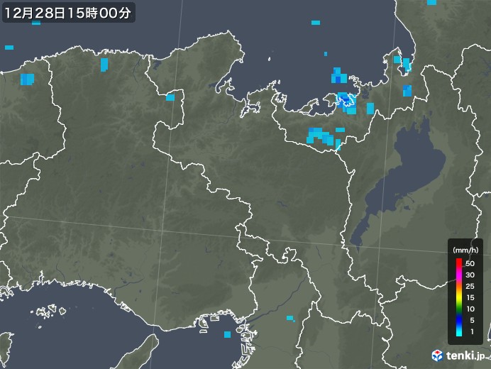 京都府の雨雲レーダー(2017年12月28日)