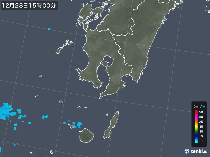 鹿児島県の雨雲レーダー(2017年12月28日)