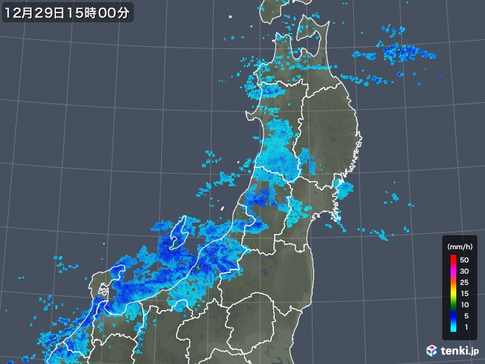 東北地方の雨雲レーダー(2017年12月29日)