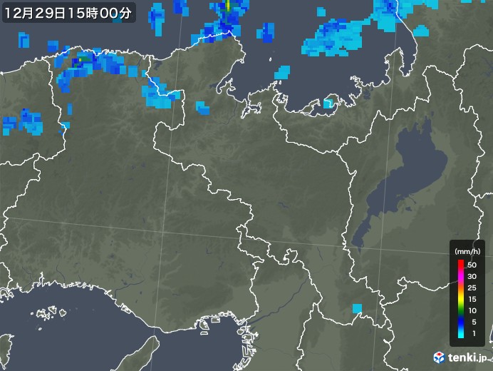 京都府の雨雲レーダー(2017年12月29日)