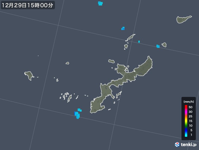沖縄県の雨雲レーダー(2017年12月29日)