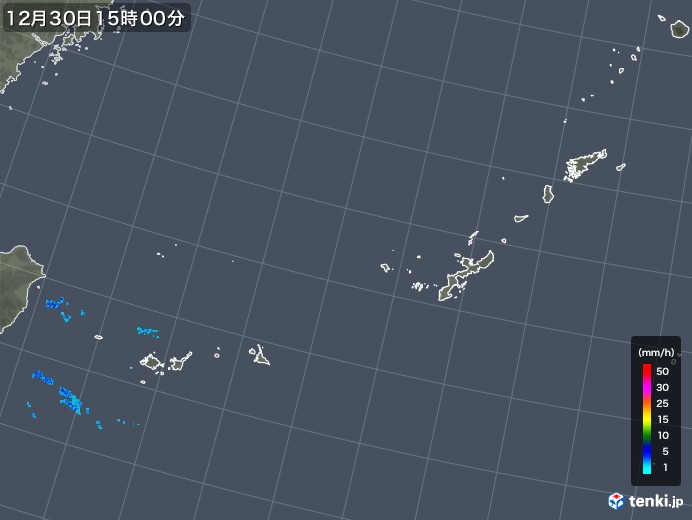 沖縄地方の雨雲レーダー(2017年12月30日)
