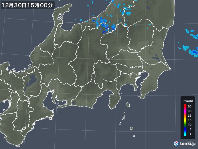 関東・甲信地方の雨雲レーダー(2017年12月30日)