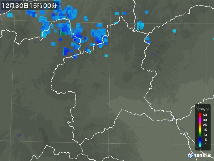 群馬県の雨雲レーダー(2017年12月30日)