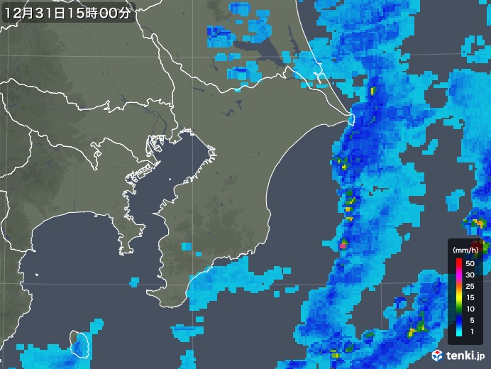 千葉県の雨雲レーダー(2017年12月31日)