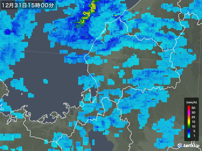 福井県の雨雲レーダー(2017年12月31日)