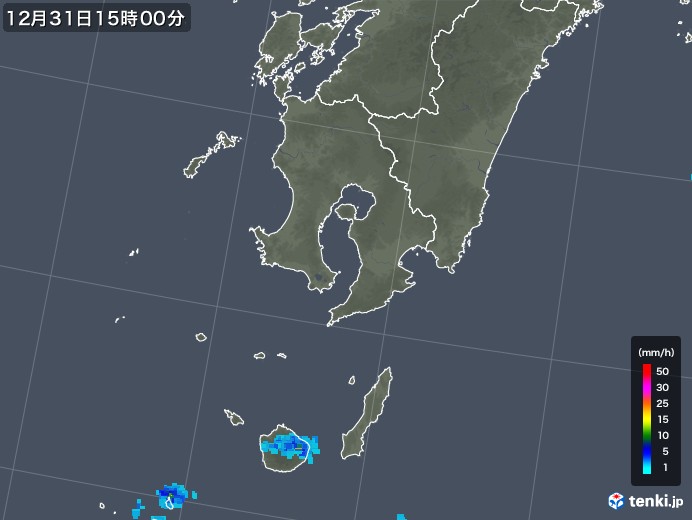 鹿児島県の雨雲レーダー(2017年12月31日)