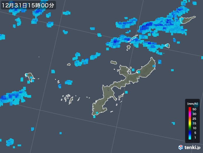 沖縄県の雨雲レーダー(2017年12月31日)