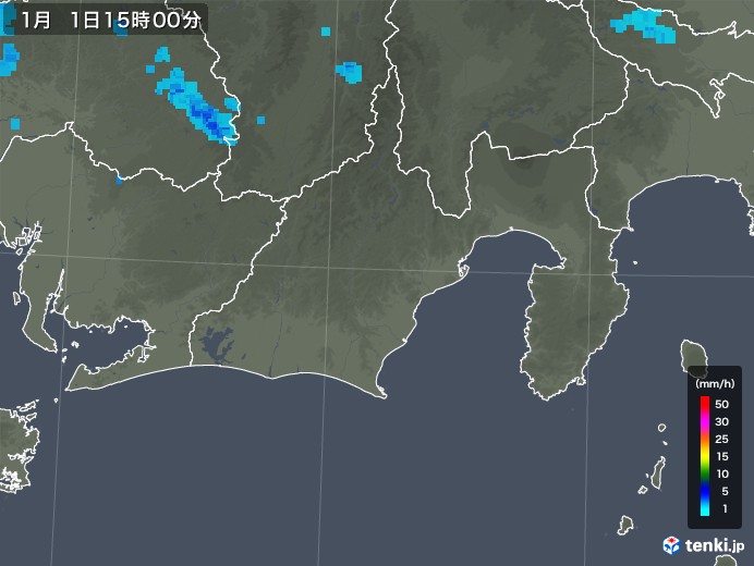 静岡県の雨雲レーダー(2018年01月01日)