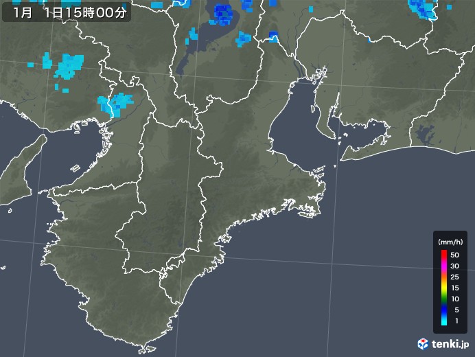 三重県の雨雲レーダー(2018年01月01日)