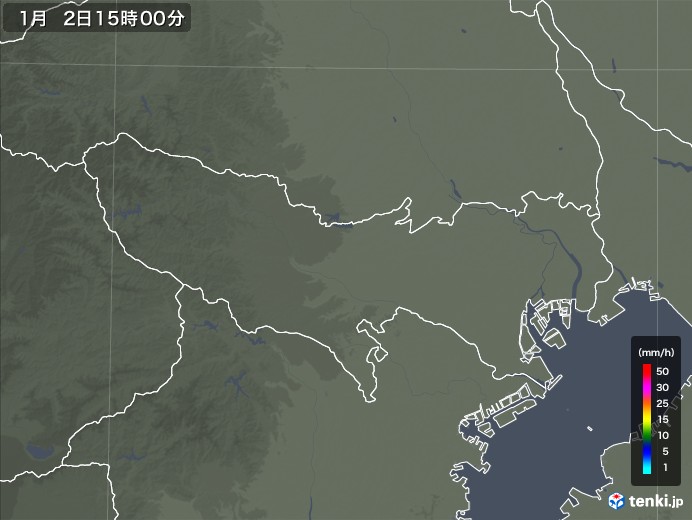 東京都の雨雲レーダー(2018年01月02日)
