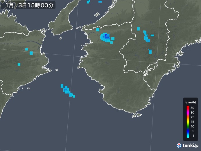 和歌山県の雨雲レーダー(2018年01月03日)