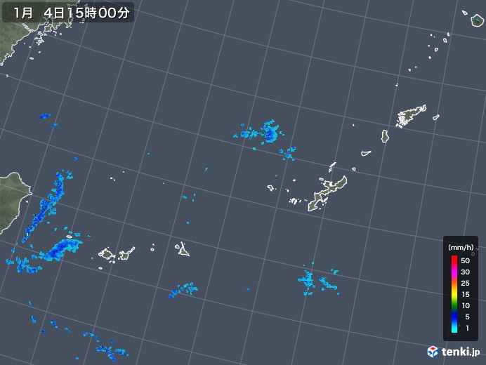 沖縄地方の雨雲レーダー(2018年01月04日)