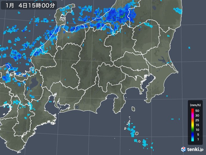 関東・甲信地方の雨雲レーダー(2018年01月04日)