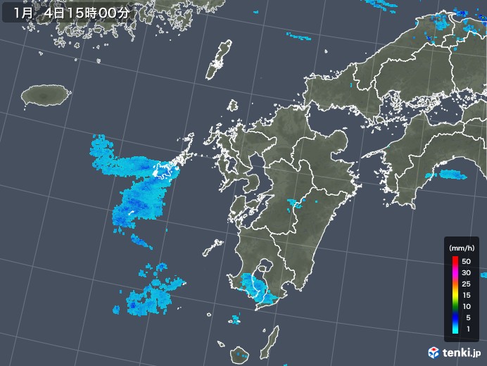 九州地方の雨雲レーダー(2018年01月04日)