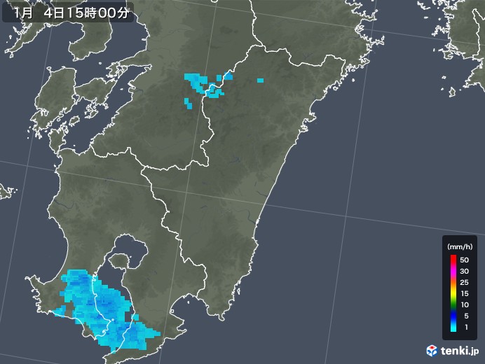 宮崎県の雨雲レーダー(2018年01月04日)