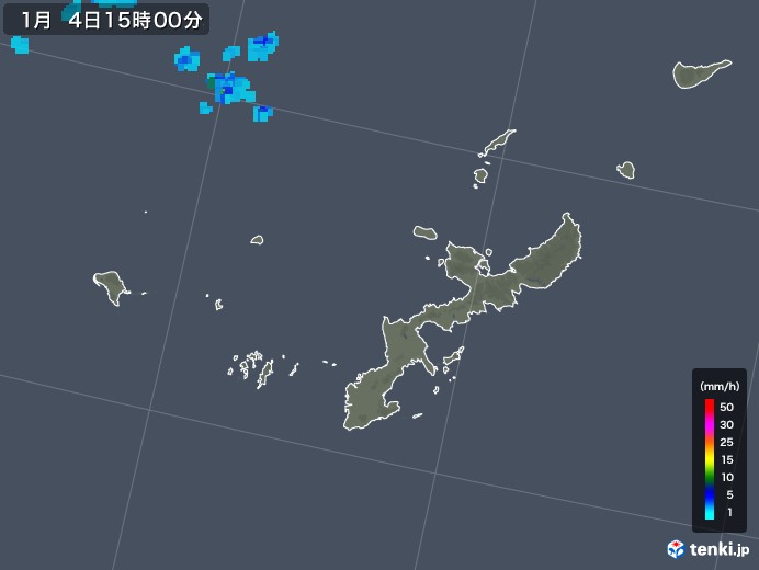 沖縄県の雨雲レーダー(2018年01月04日)