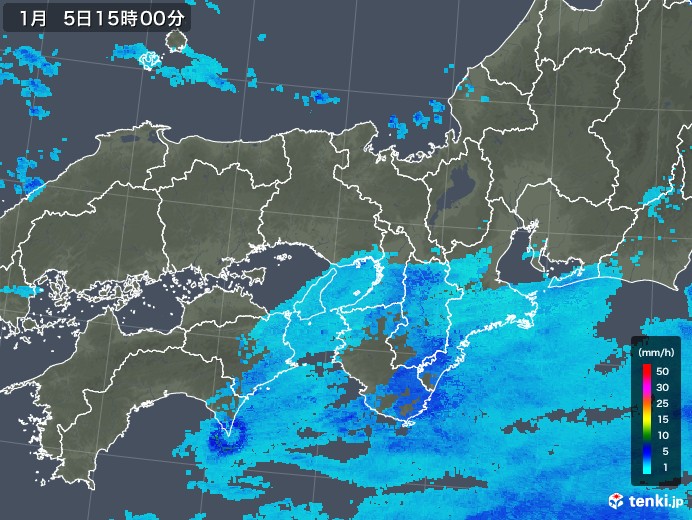 近畿地方の雨雲レーダー(2018年01月05日)