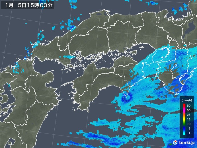 四国地方の雨雲レーダー(2018年01月05日)