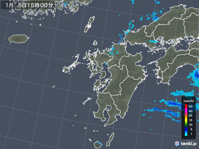 九州地方の雨雲レーダー(2018年01月05日)