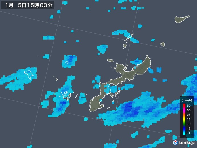 沖縄県の雨雲レーダー(2018年01月05日)