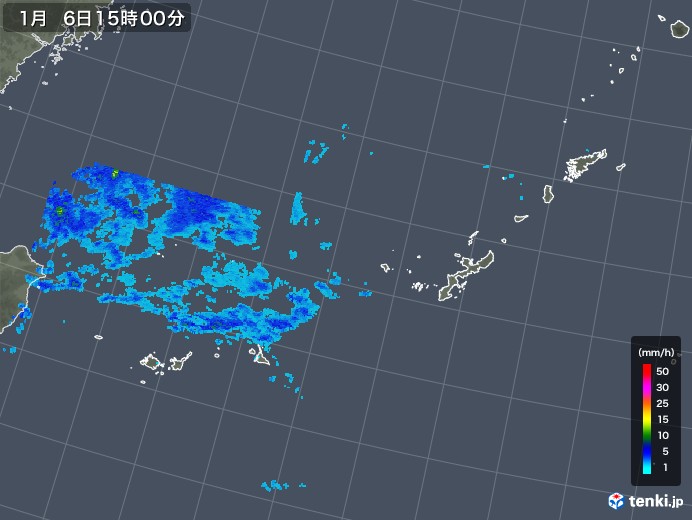 沖縄地方の雨雲レーダー(2018年01月06日)