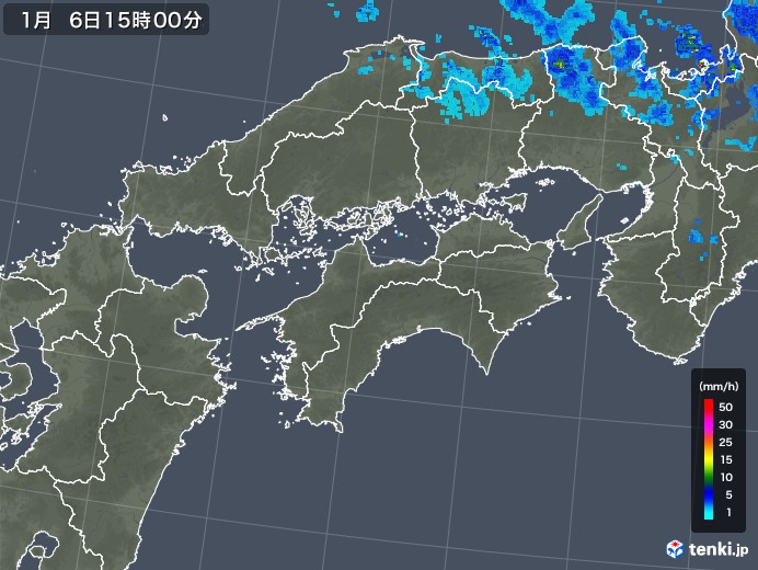 四国地方の雨雲レーダー(2018年01月06日)