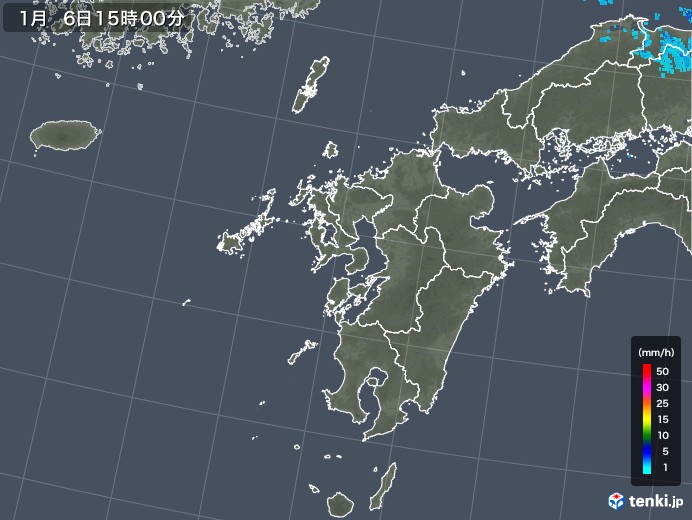 九州地方の雨雲レーダー(2018年01月06日)