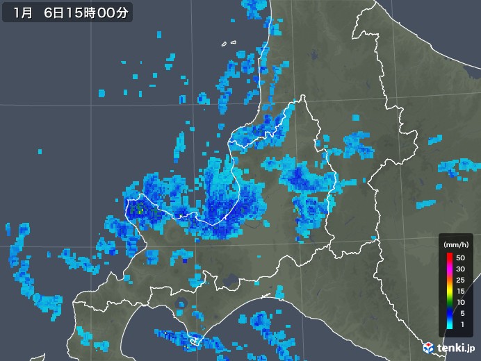 道央の雨雲レーダー(2018年01月06日)