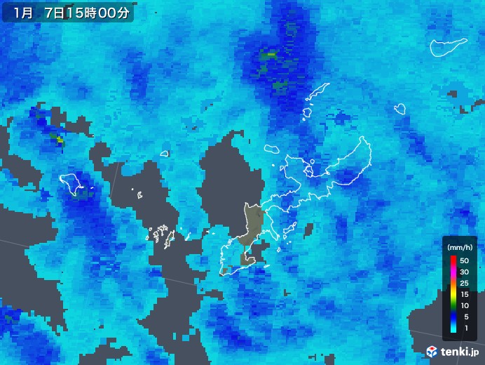 沖縄県の雨雲レーダー(2018年01月07日)