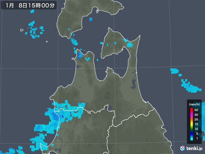 青森県の雨雲レーダー(2018年01月08日)
