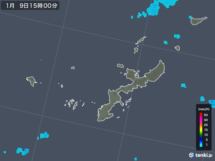 沖縄県の雨雲レーダー(2018年01月09日)
